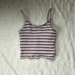 Smocked Multi-Colored Hollister Cropped Tank Top